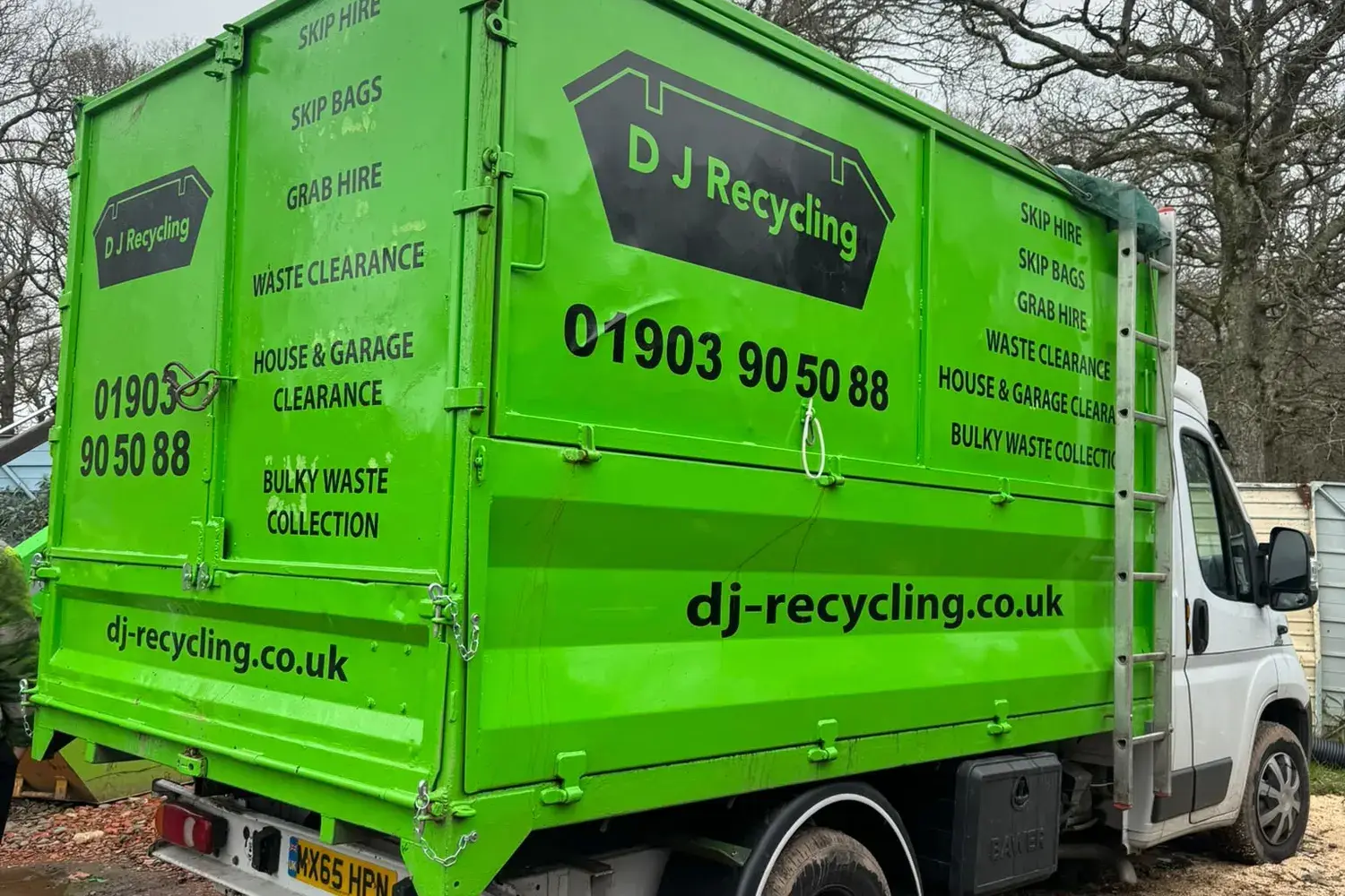 DJ Recycling caged tipper van used for clearances and bulky waste collection